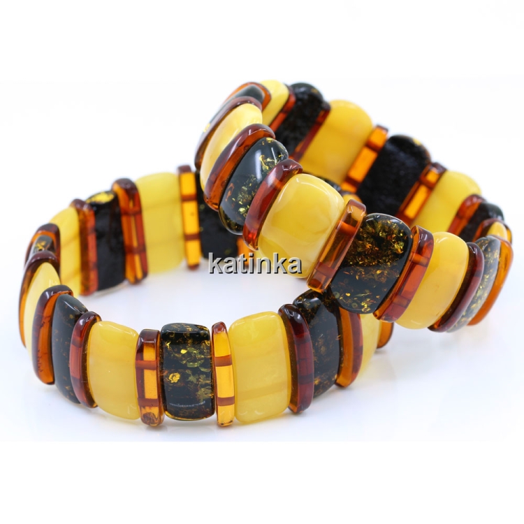 Bratara elastica din chihlimbar natural multicolor
