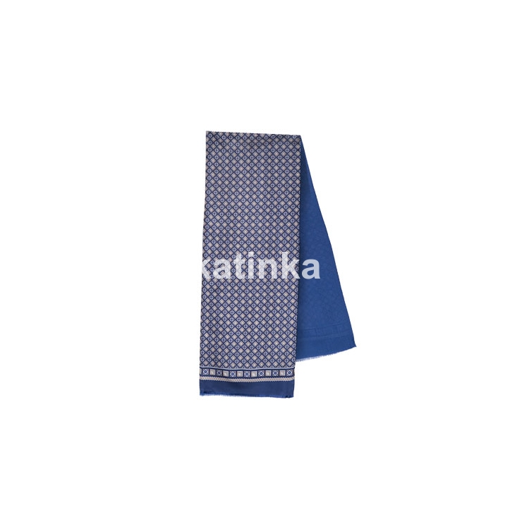 Premium scarf Cascade, wool and silk, intense blue - 140x27cm