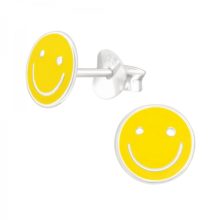 Smiley earrings, 925 silver, 7mm