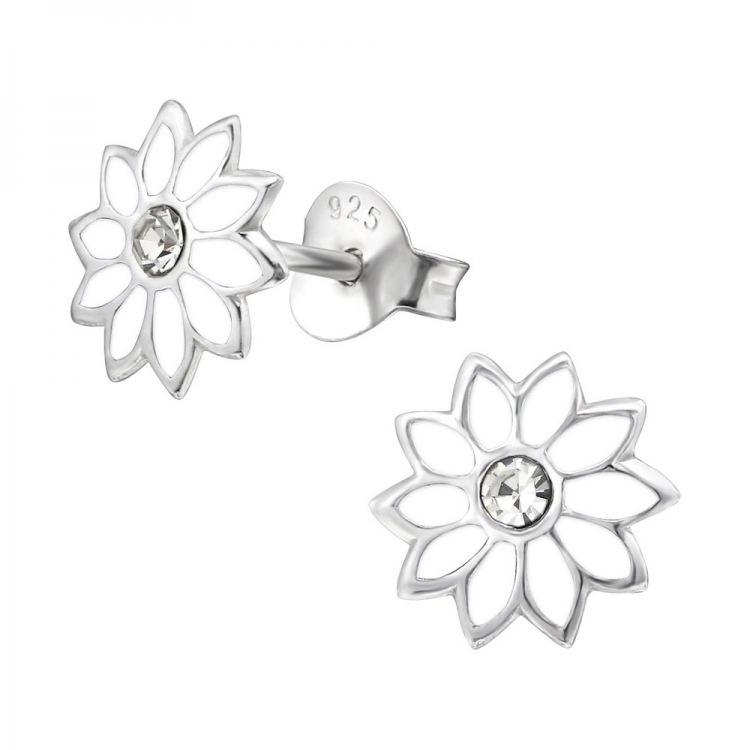 Flower earrings, 925 silver, 8mm