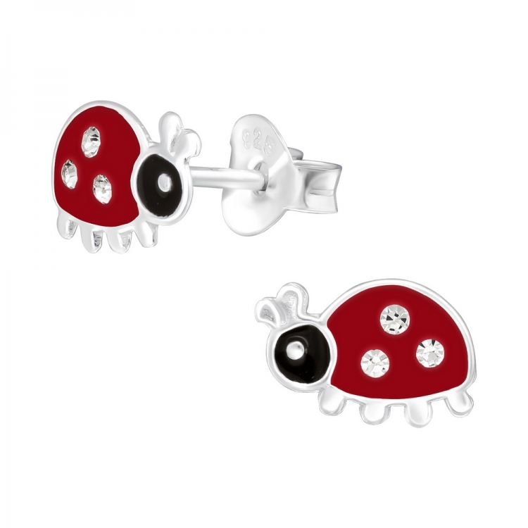 Ladybug earrings, 925 silver, 8x6mm