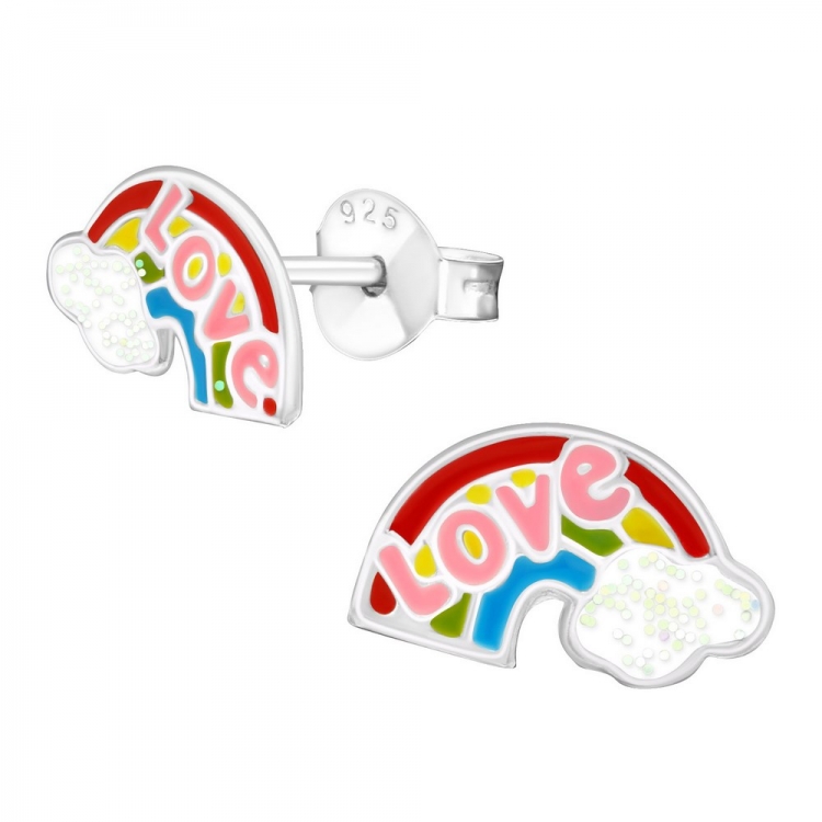 Rainbow earrings, 925 silver, 10x6mm