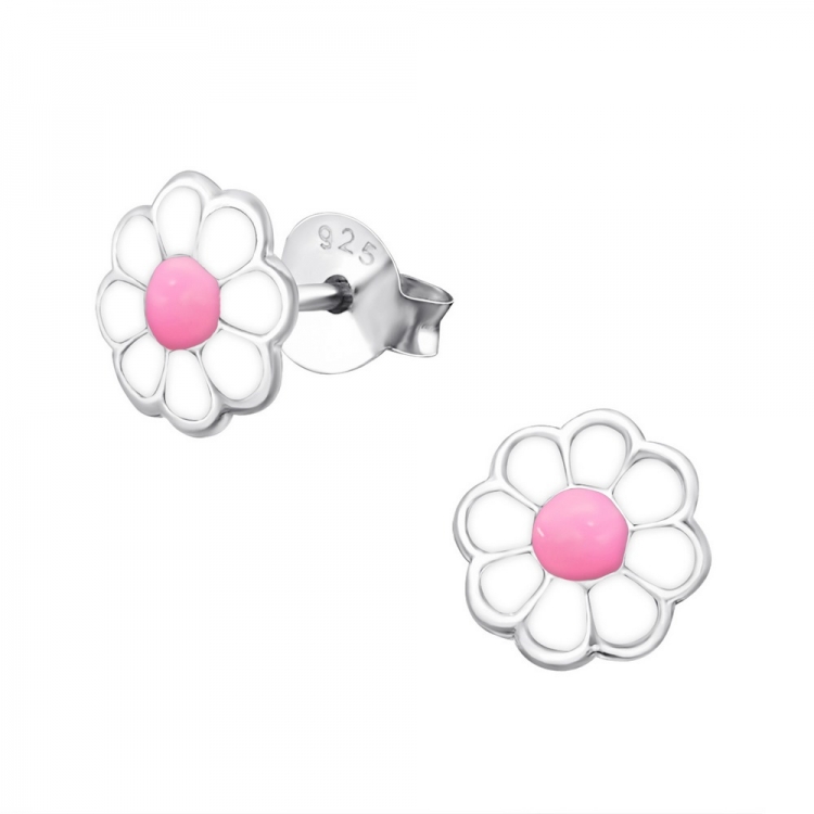 Flower earrings, 925 silver, 7mm