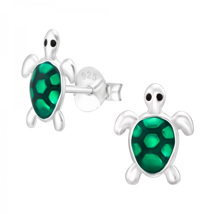 Turtle earrings, 925 silver, 8x10mm