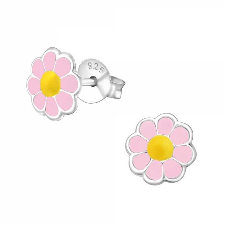 Flower earrings, 925 silver, 7mm