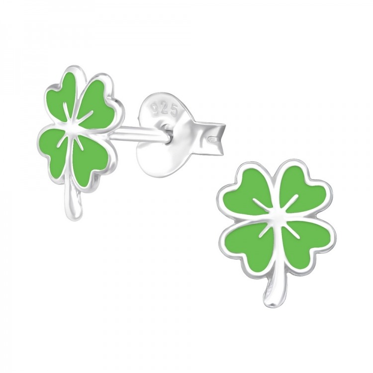 Lucky clover earrings, 925 silver, 8x6mm