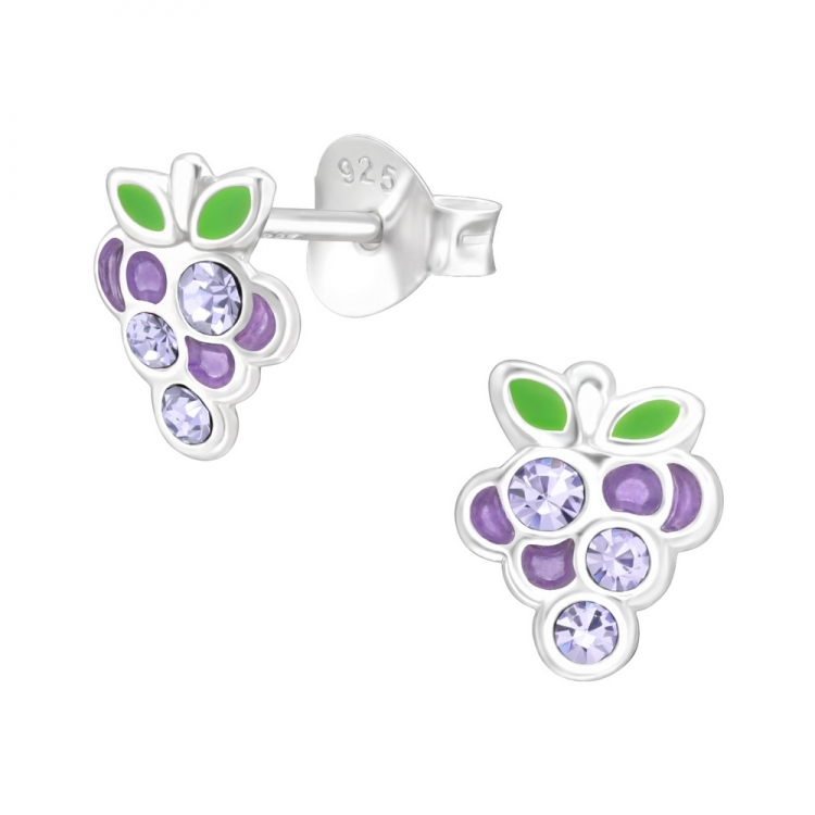Grapes earrings, 925 silver, 6x8mm