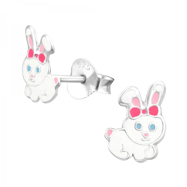Cercei pentru copii iepuras, argint 925, 6x8mm