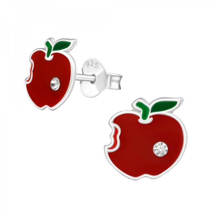 Apple earrings, 925 silver, 8x8mm