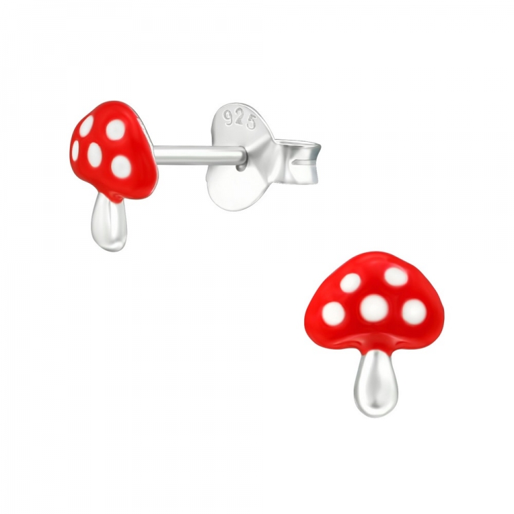 Mushroom earrings, 925 silver, 6x5mm