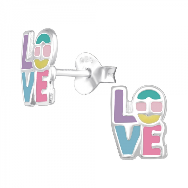 Cercei pentru copii love, argint 925, 6x8mm