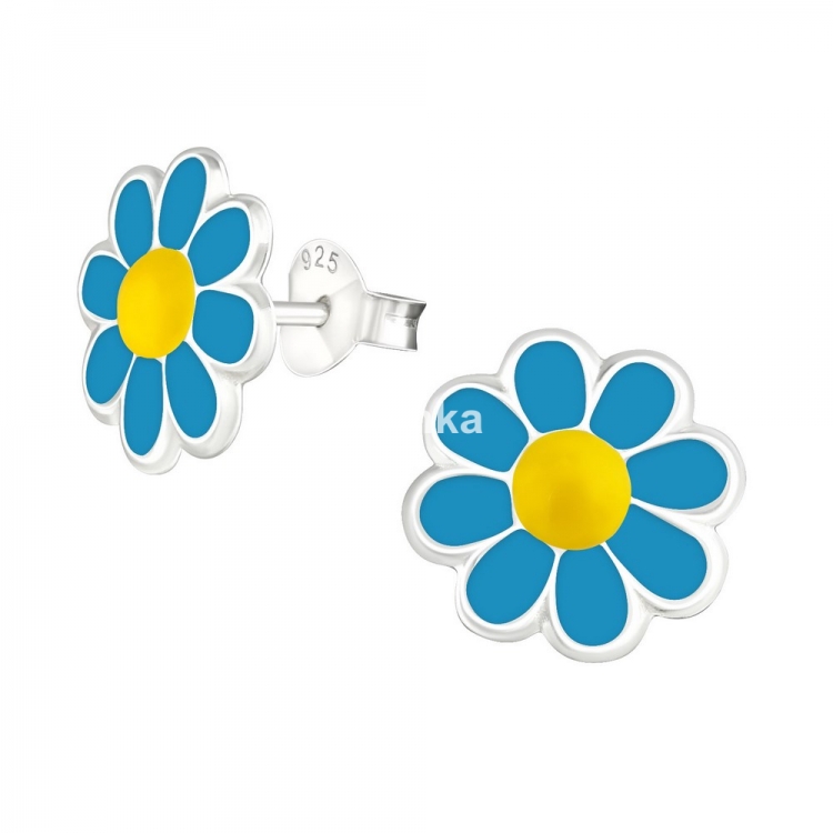 Flower earrings, 925 silver, 10x10mm