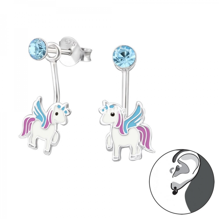 Unicorn earrings, 925 silver, 7x15mm