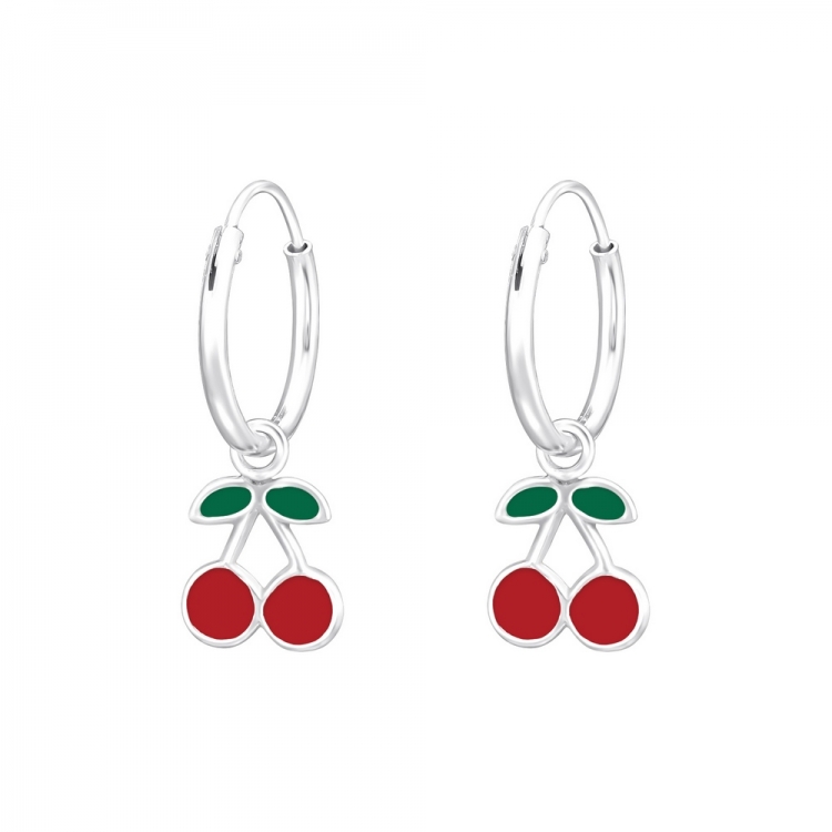 Cherry earrings, 925 silver, 7x7mm