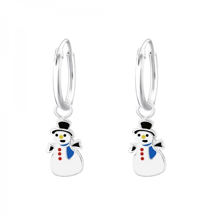 Snowman earrings, 925 silver, 6x9mm