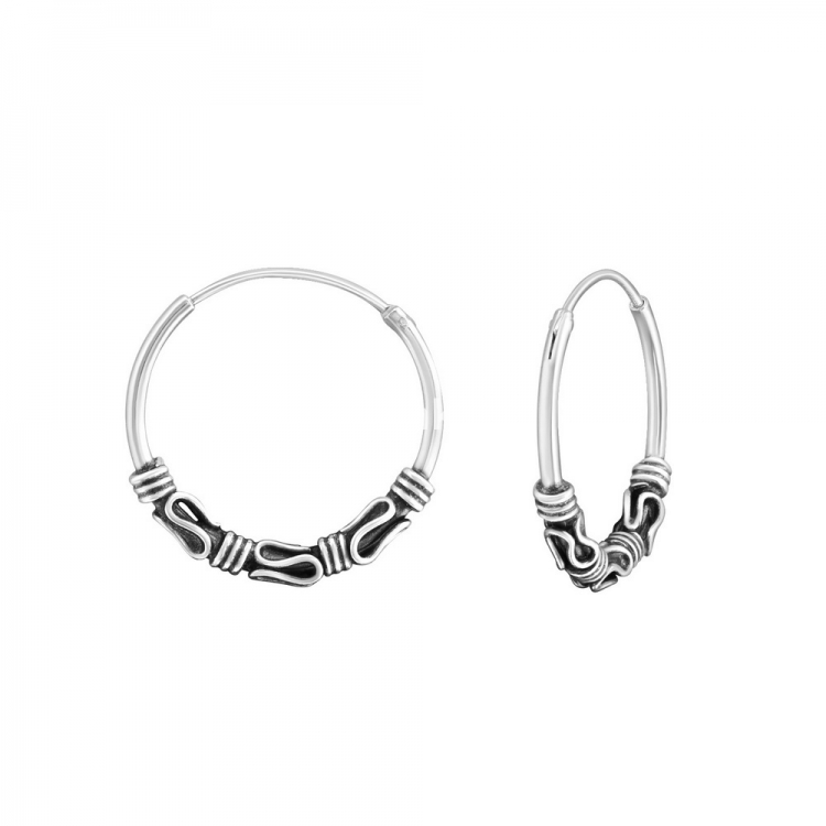 Cercei pentru copii creole Bali, argint 925, 18x1.2mm