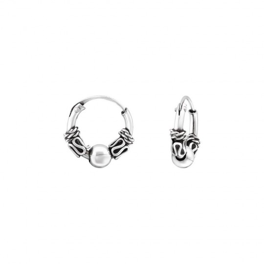 Bali ear hoops earrings, 925 silver, 10x1.2mm