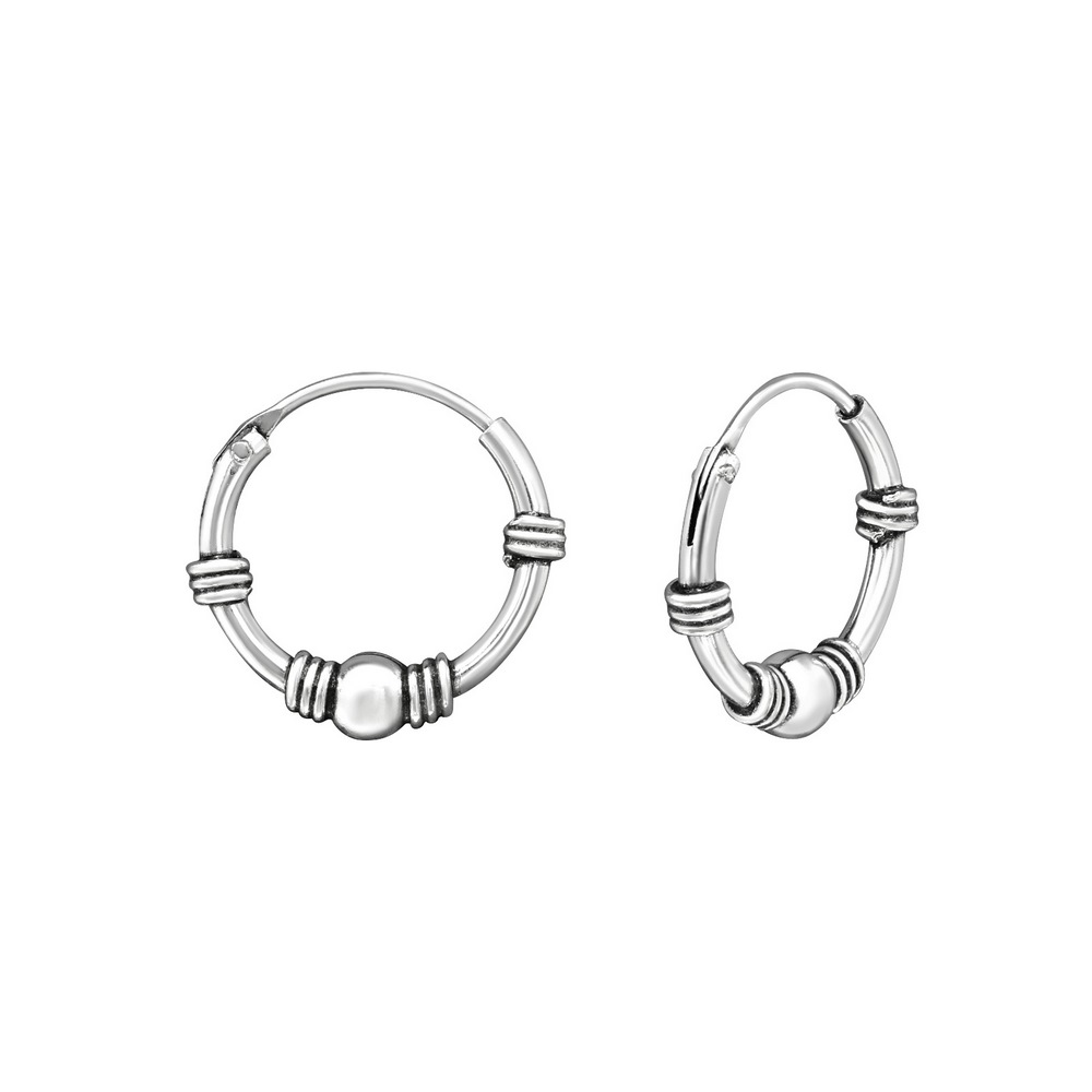 Cercei pentru copii creole Bali, argint 925, 12x1.2mm