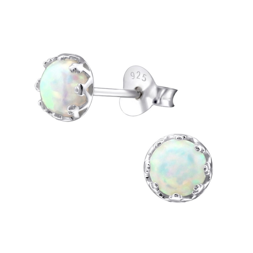Cercei pentru copii opal aurore boreale, argint 925, 5mm