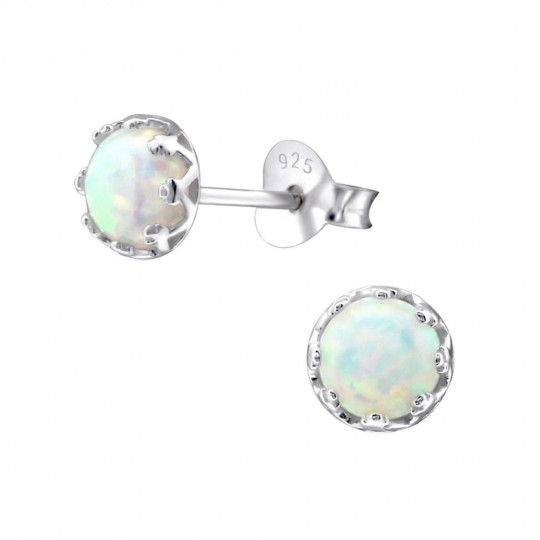 Cercei pentru copii opal aurore boreale, argint 925, 5mm