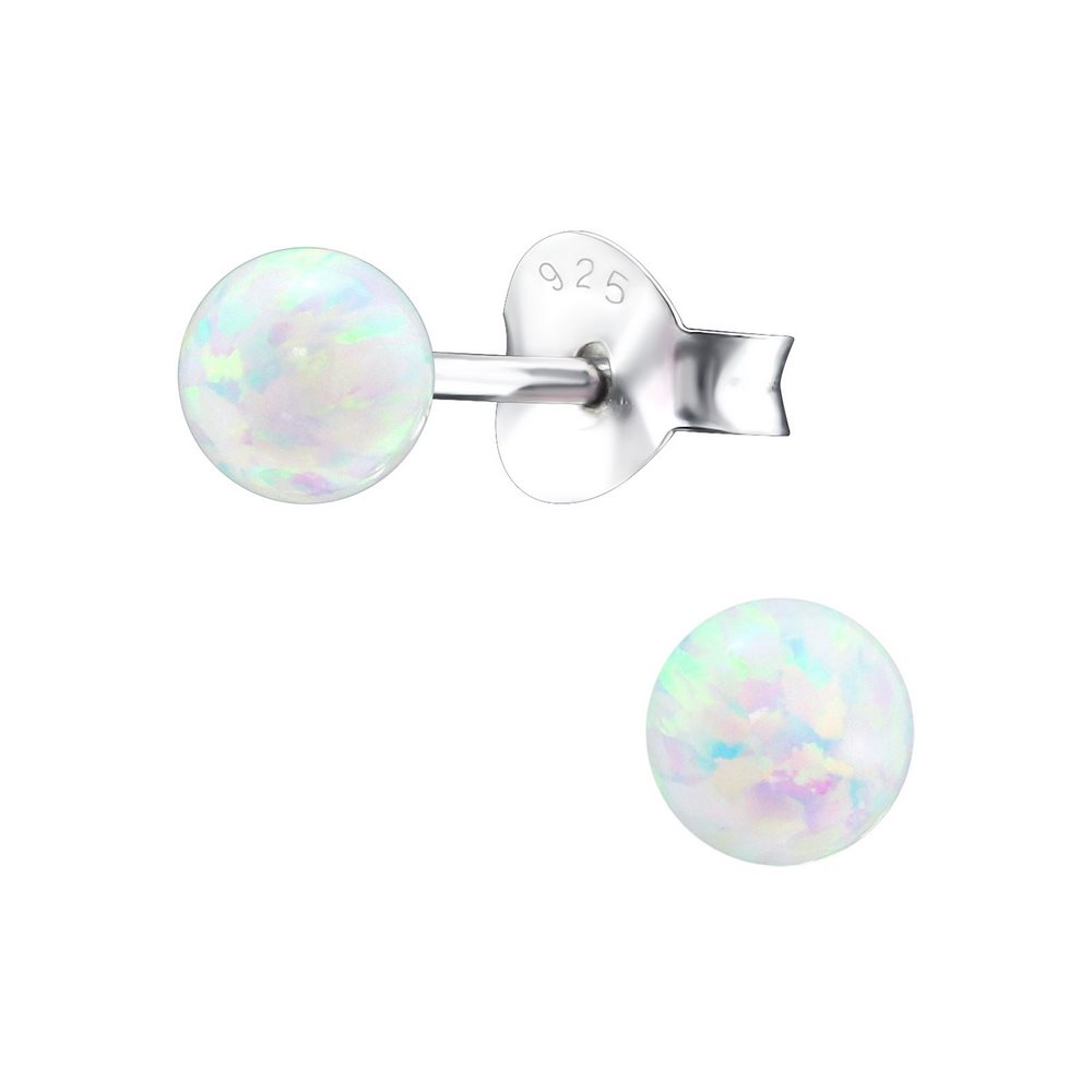Cercei pentru copii opal aurore boreale, argint 925, 4mm