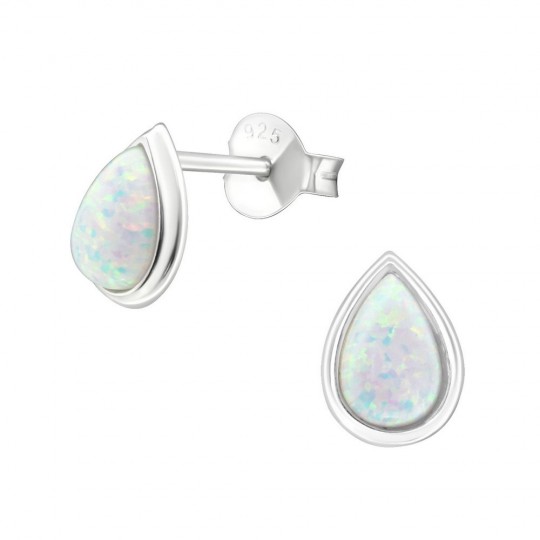 Cercei pentru copii picatura opal aurore boreale, argint 925