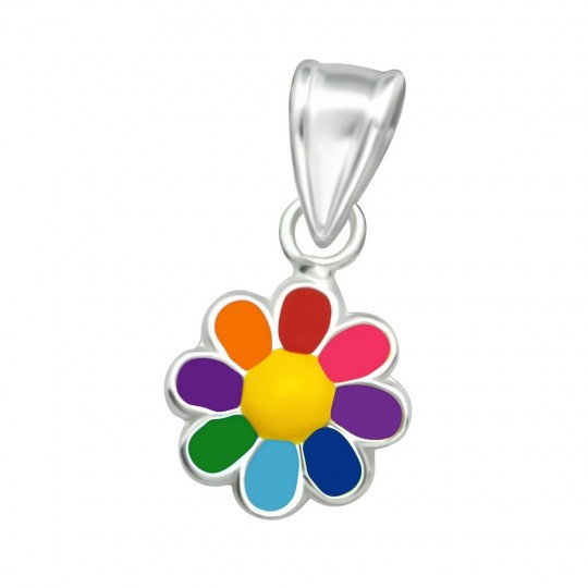 Pandantiv floare multicolora, argint 925