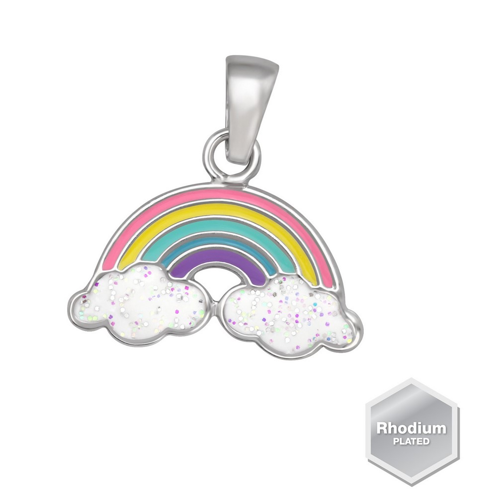 Rainbow pendant, rhodium plated silver 925, 12x15.5mm