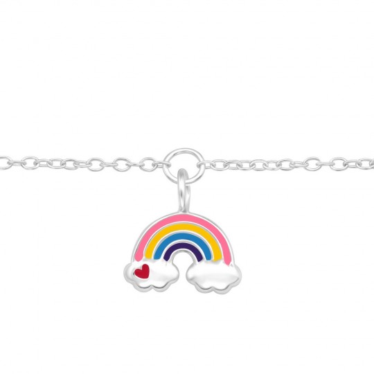 Bracelet set with rainbow pendant, silver 925, 9x9mm