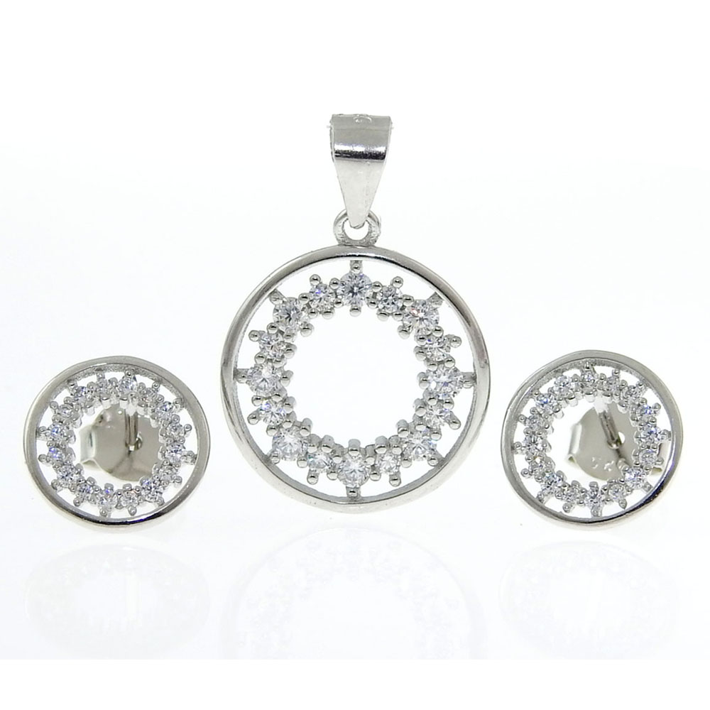 Pendant and earrings set with rhodium-plated silver 925 crystals