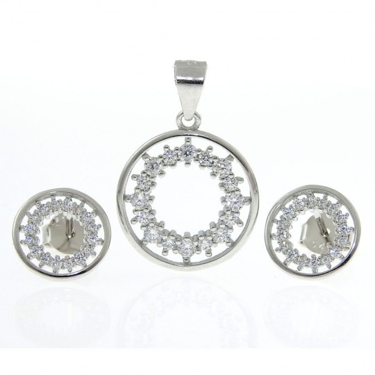 Pendant and earrings set with rhodium-plated silver 925 crystals