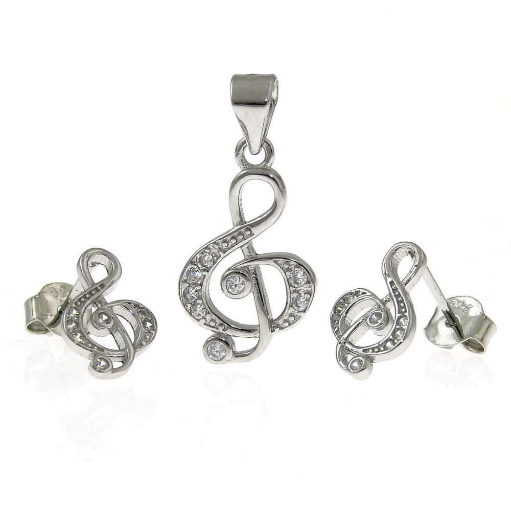 Silver pendant shop with earrings