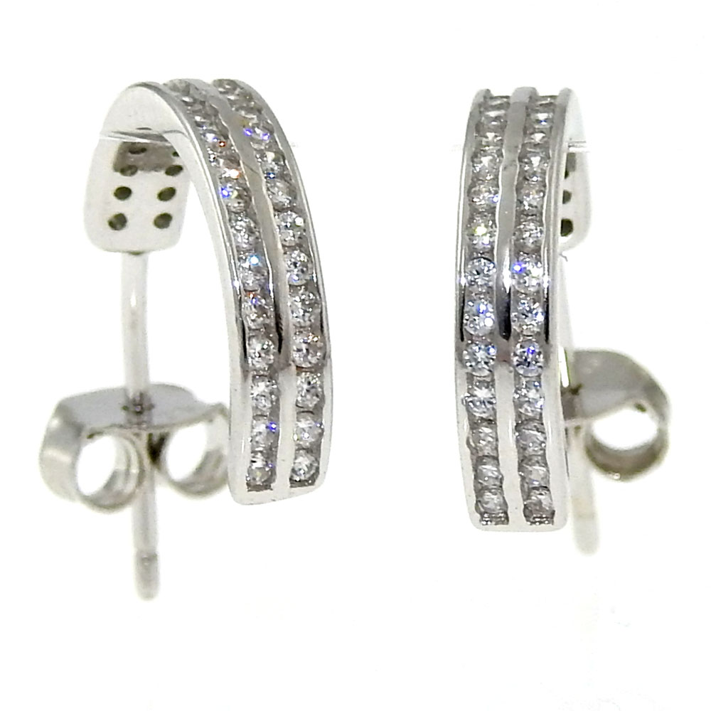 Crescent earrings with rhodium-plated silver 925 crystals