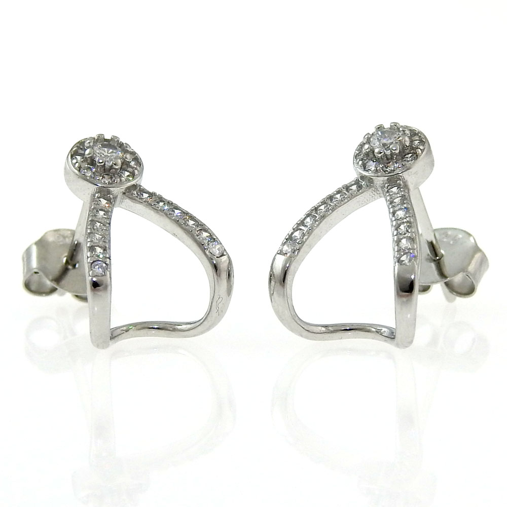 Fancy heart earrings with rhodium-plated silver 925 crystals