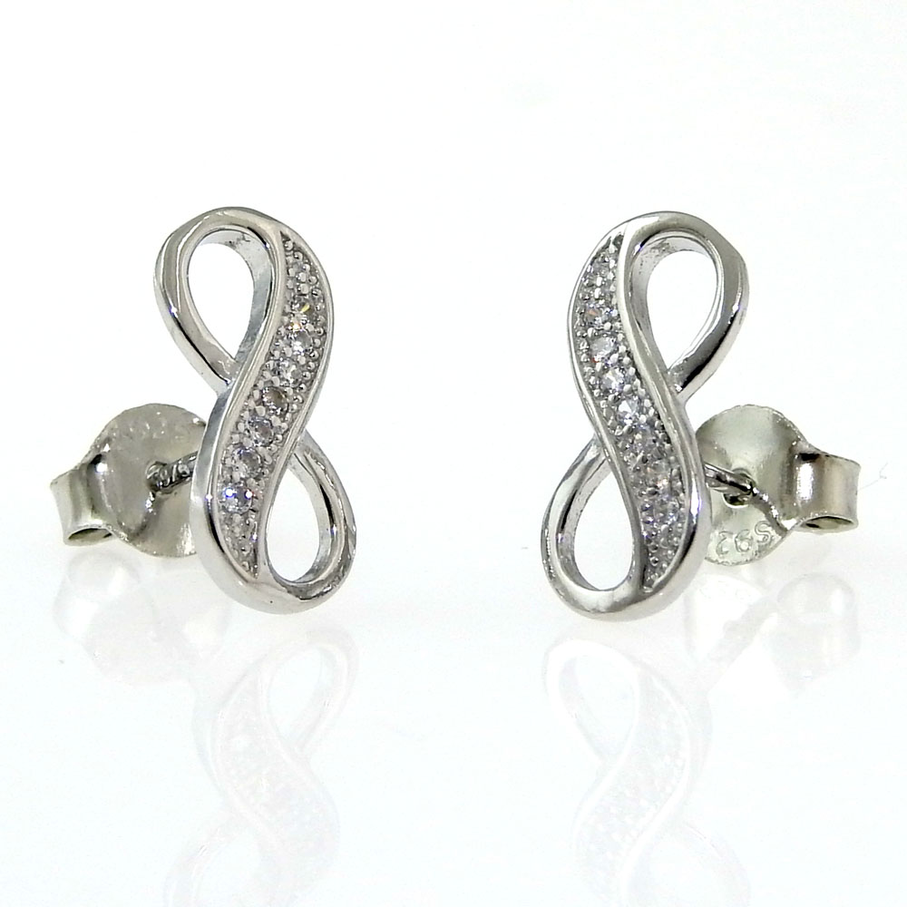 Infinity earrings with rhodium-plated silver 925 crystals