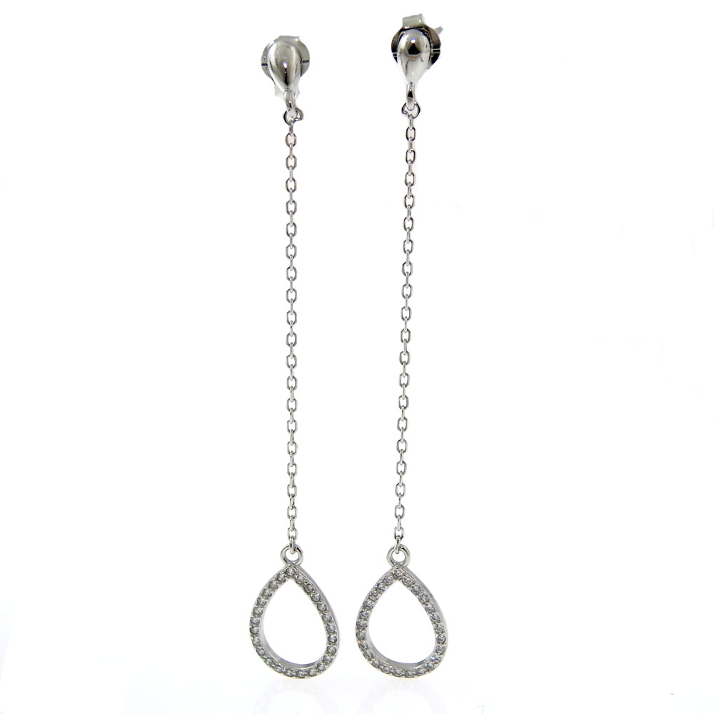 Drop earrings with rhodium-plated silver 925 crystals