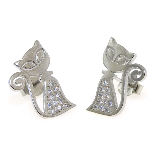 Kitty earrings with rhodium-plated silver 925 crystals