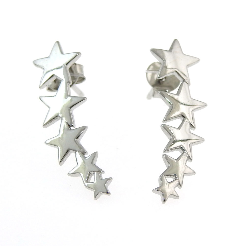 Star earrings with rhodium-plated silver 925 crystals