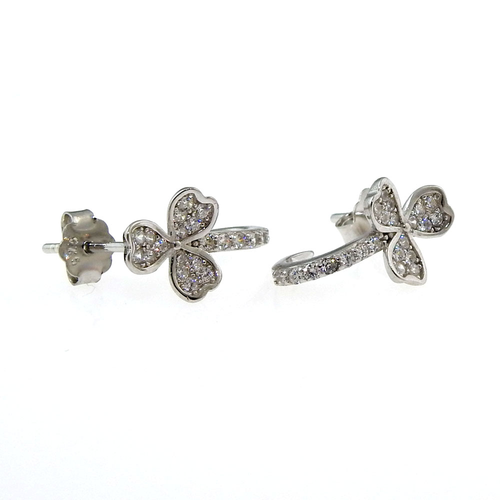 Clover earrings with rhodium-plated silver 925 crystals