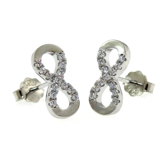 Infinity earrings with rhodium-plated silver 925 crystals