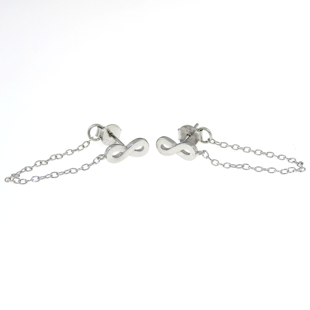 Infinity earrings with rhodium-plated silver 925 crystals