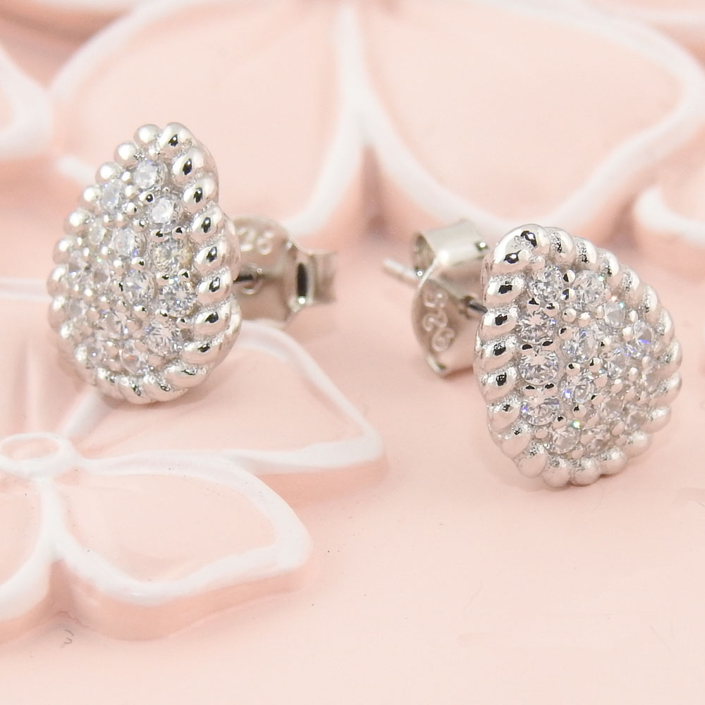 Drop earrings with rhodium-plated silver 925 crystals