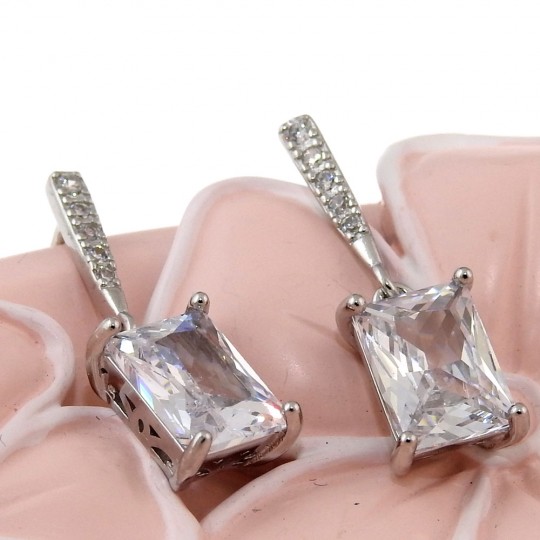 Princess earrings with rhodium-plated silver 925 crystals