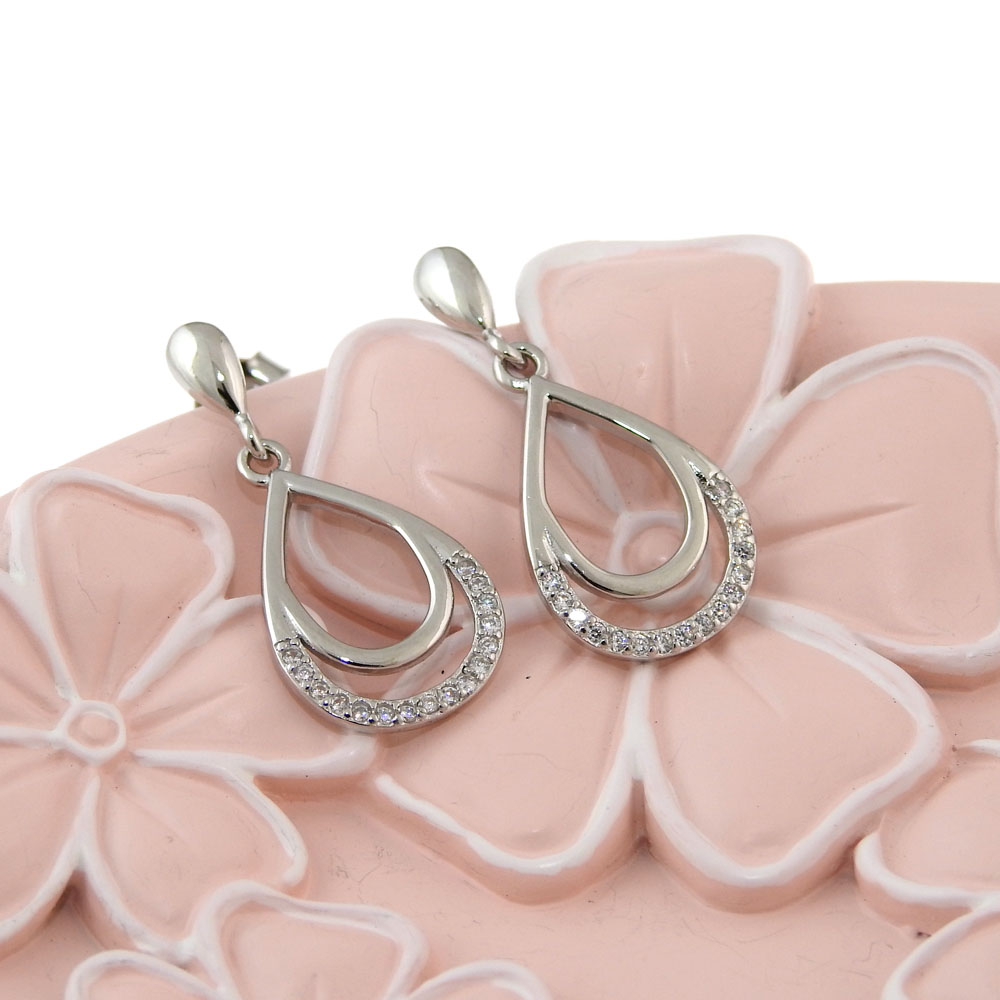 Alyssa earrings with rhodium-plated silver 925 crystals
