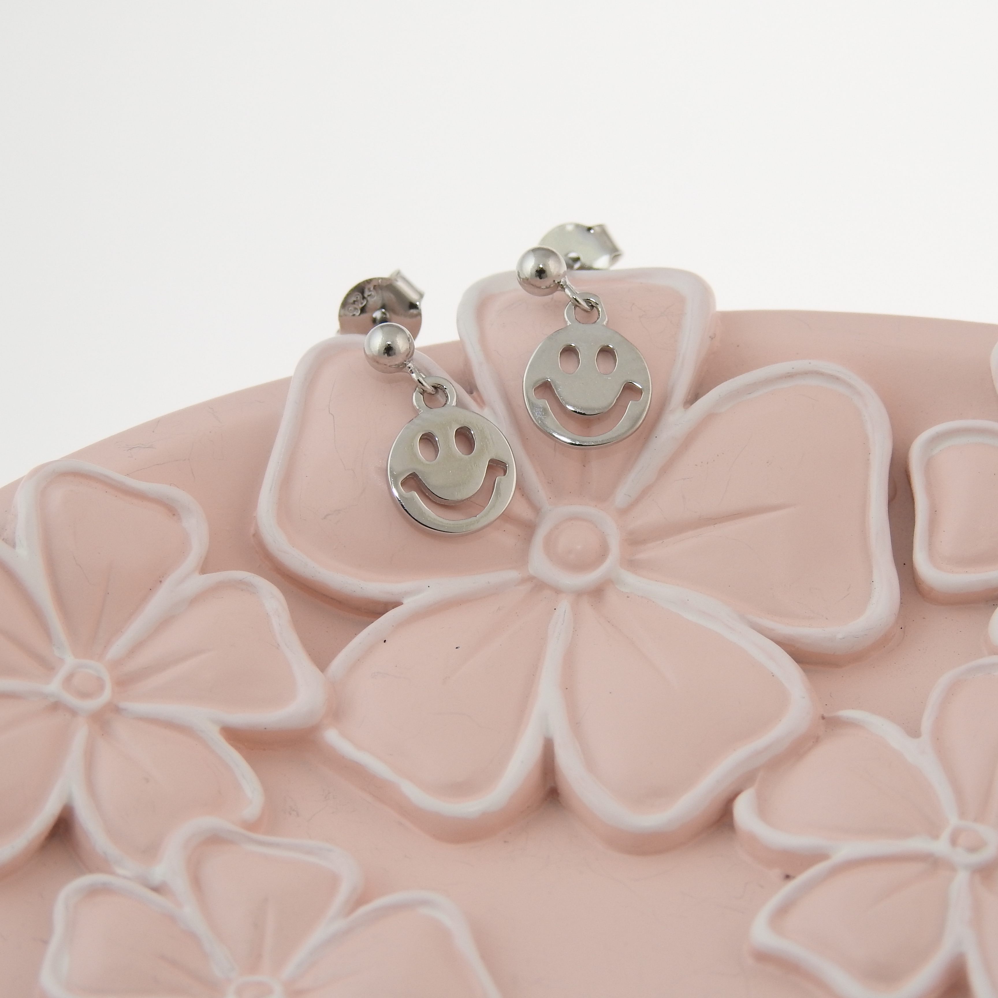 Smiley earrings with rhodium-plated silver 925 crystals