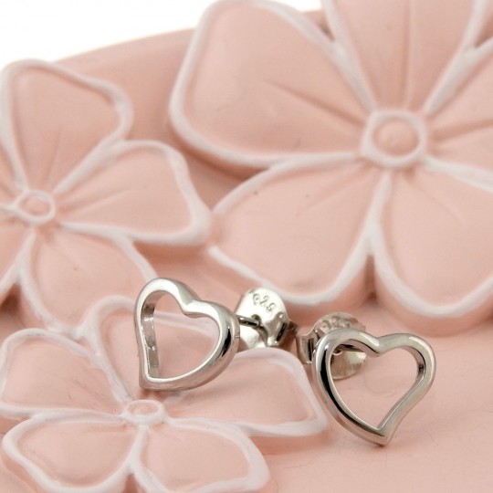 925 rhodium-plated silver heart earrings