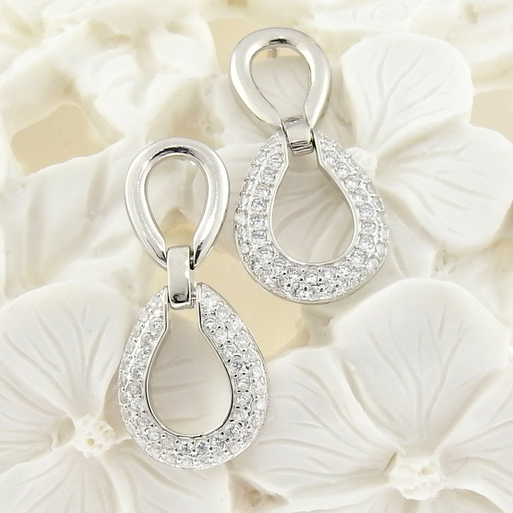 Petal earrings with rhodium-plated silver 925 crystals