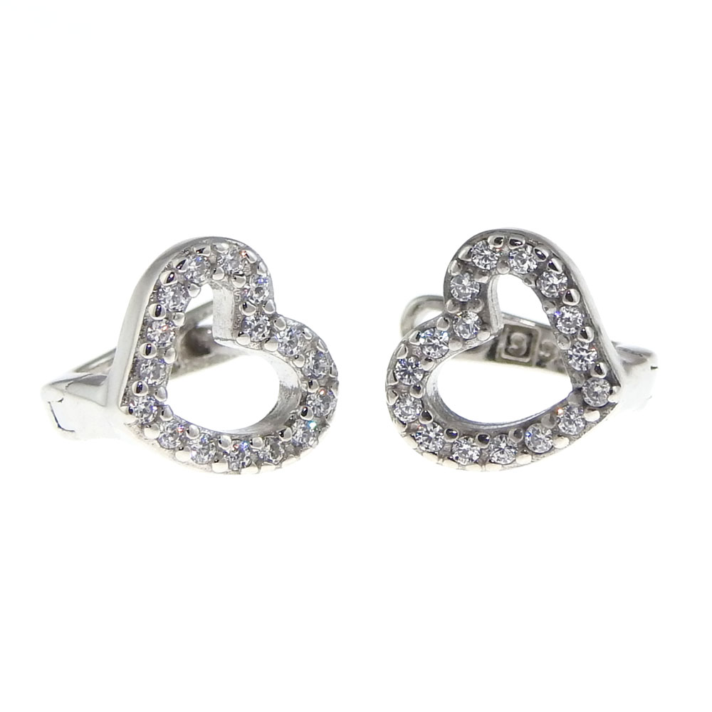 Heart earrings with rhodium-plated silver 925 crystals