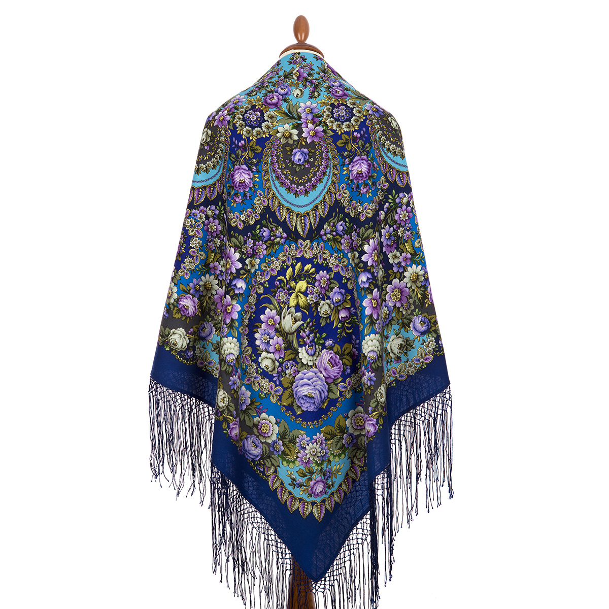 Sal premium Rose Soul din lana, albastru, 148x148cm