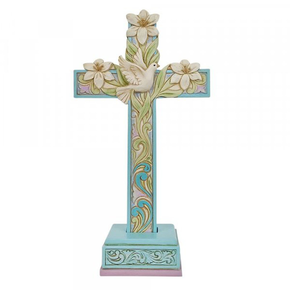 Cross with Lilies and Dove figurine